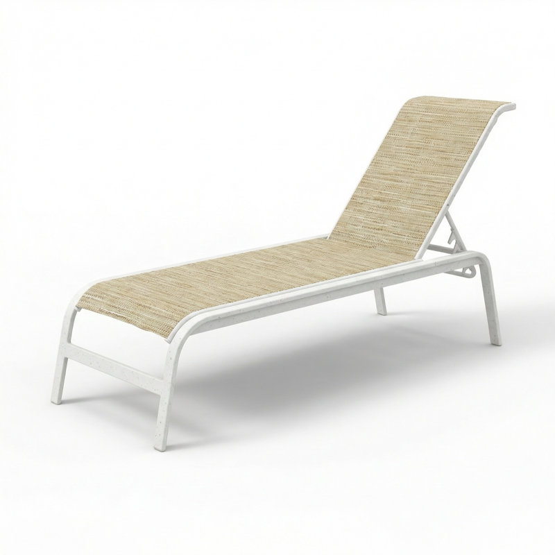 Windward Outdoor Anna Maria Chaise, Natural Sling/River White