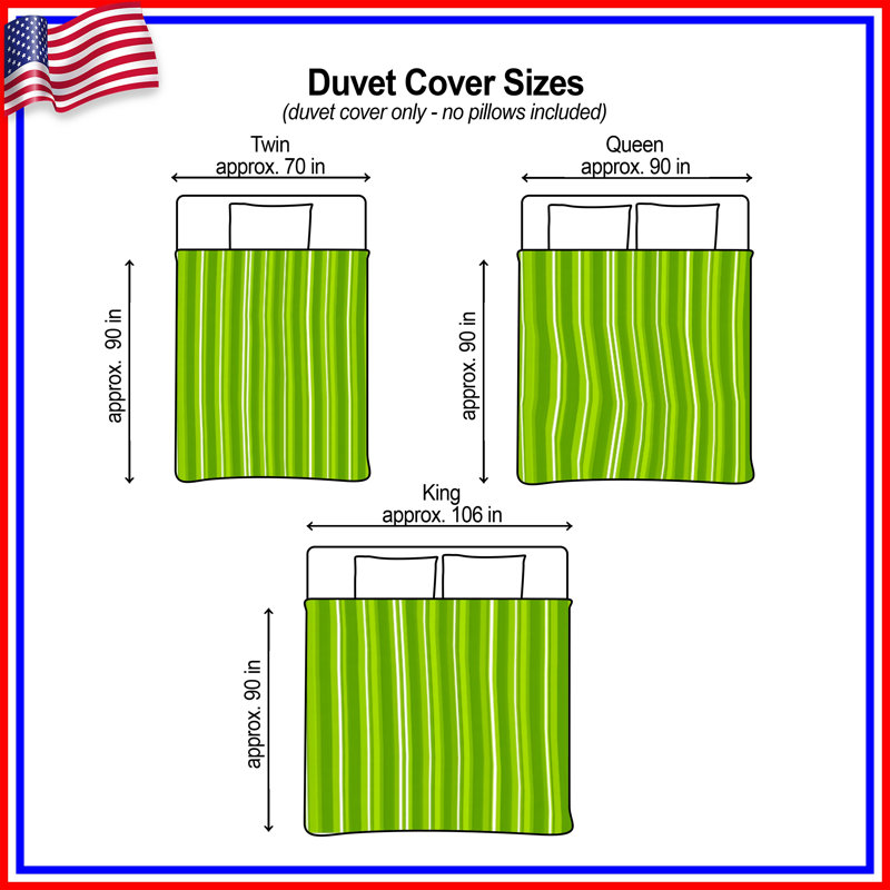 Housse de couette Green Stripes, Lit simple