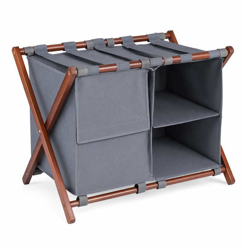 Porte-bagages 27 "en bambou avec compartiments, 5 sangles en nylon pour chambre d'amis, 1