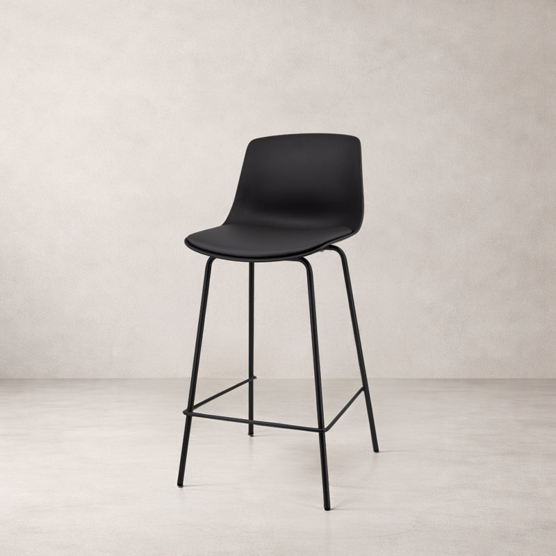 Tabouret de comptoir en plastique AGata, noir, Noir