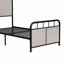 Structure de lit plateforme en lin revêtu de lin avec tête et pied de lit en tissu