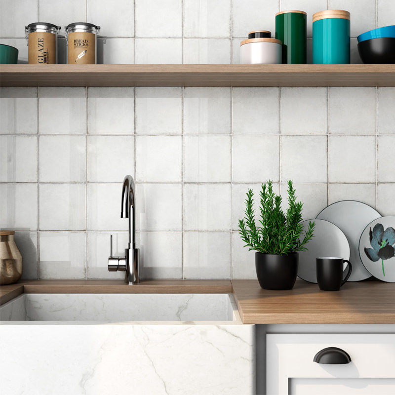 Olaria 6" x 6" Wall Singular Tile, Light Gray