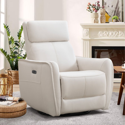 32.3" Wide Contemporary Swivel and Rocker Power Recliner Chair with USB Port