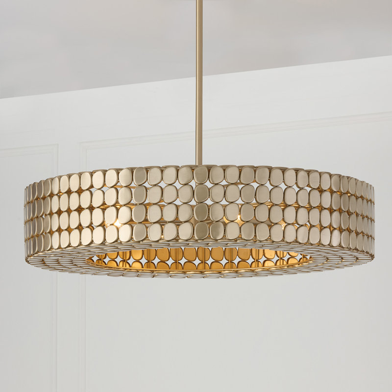 30.25" W x 6.75" H 4-Light Medallion Chandelier, Champagne Brass