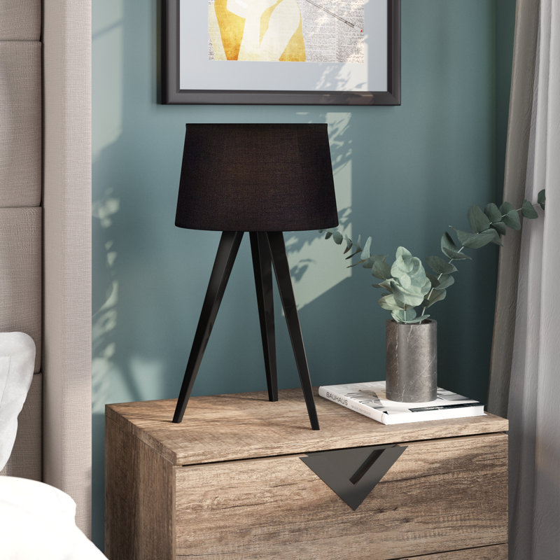Perrie Metal Tripod Lamp, Wood, White