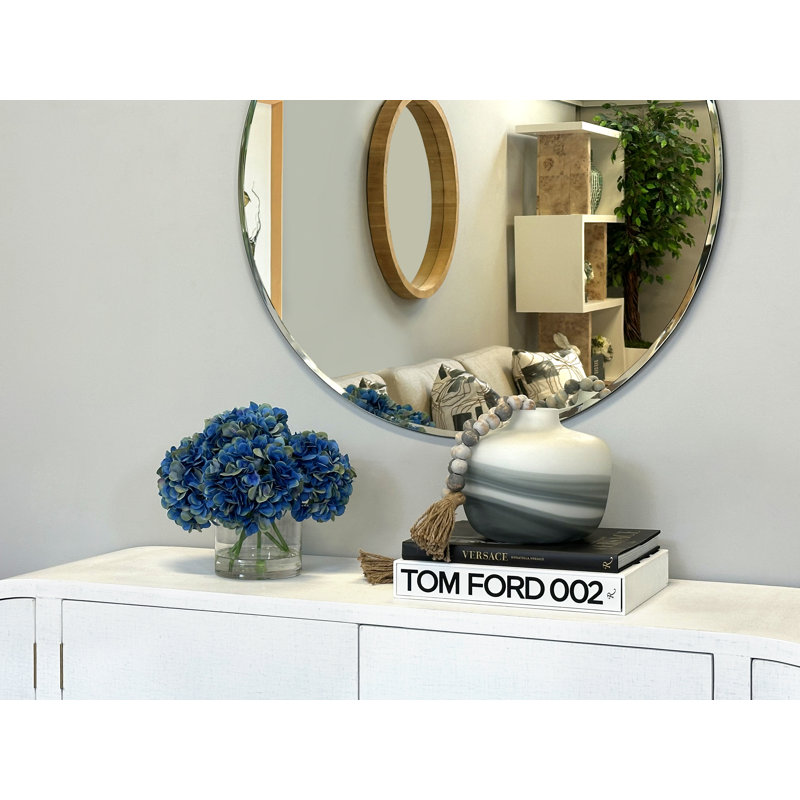 Faux Hydrangea Arrangement in Vase, Blue