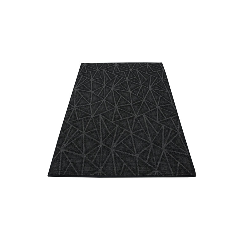 Tapis raffiné à imprimé raffiné noir, Ovale 7 pi x 9 pi