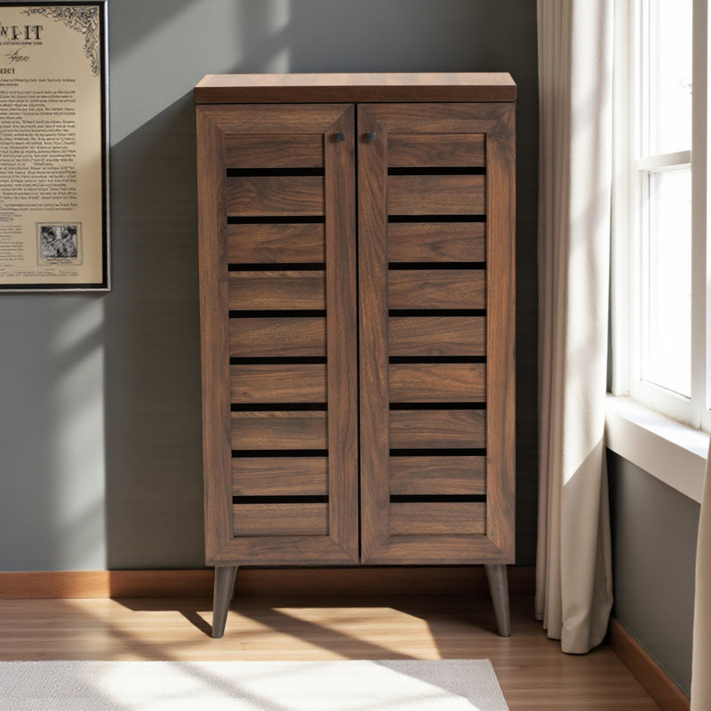 Bramble 2-Door Brown Finished Wood Shoe Storage Cabinet, 41.86'' H X 23.31'' W X 13.25'' D