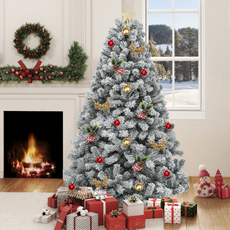 Lighted Artificial Pine Christmas Tree, 7.5' H