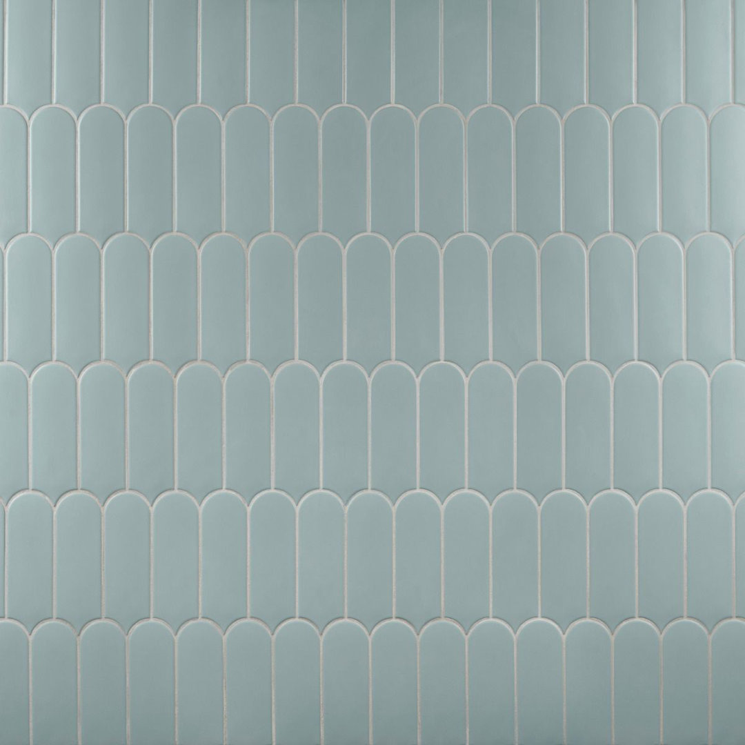 Fan 3" x 8" Fishscale Airy Matte Spanish Wall Tile Encore Surfaces 
