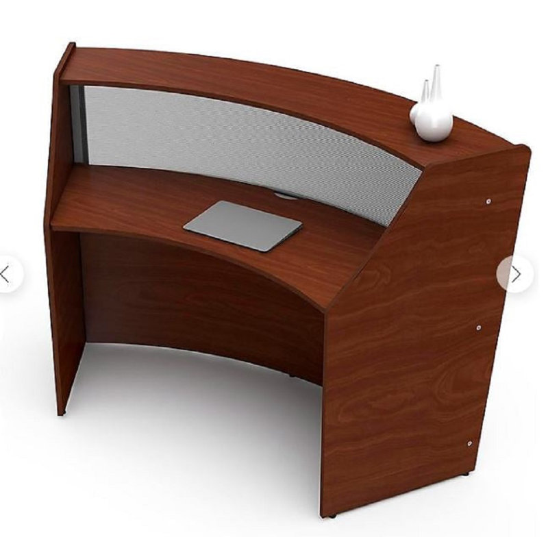 Bureau de réception courbé 70 W Fiaza Inbox Zero, Inc, cerisier