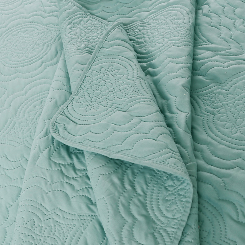 Ensemble de courtepointe 3 pièces Marina Soft Home Marina de Pinsonic Bedding, Vert