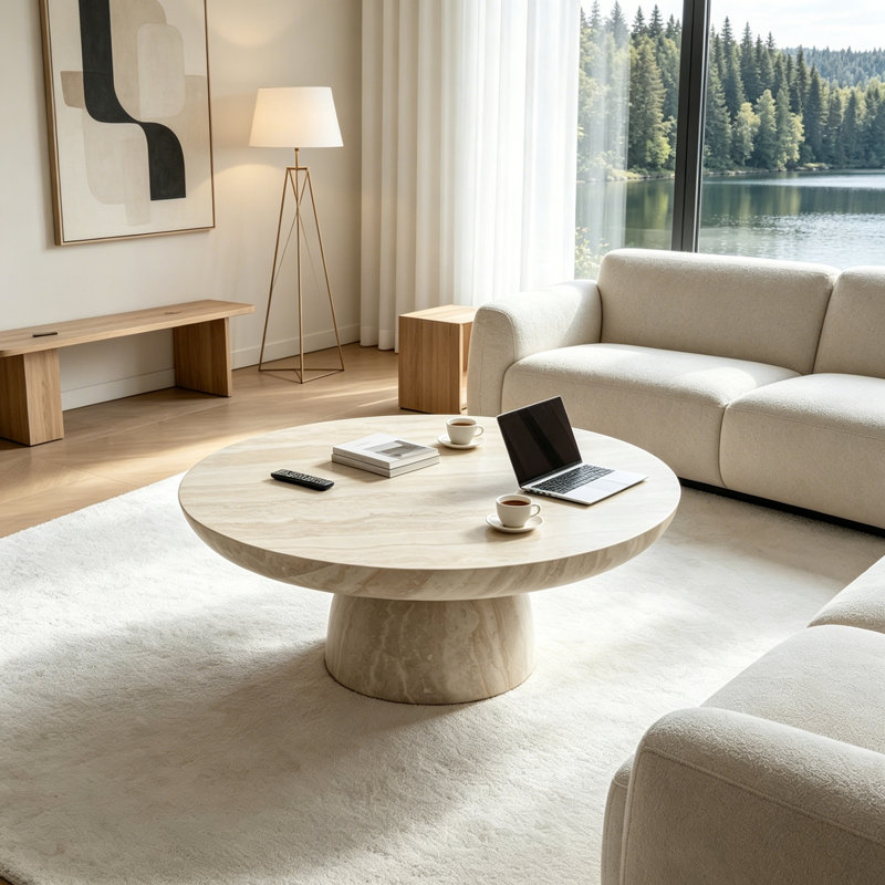 Table basse ronde avec base robuste