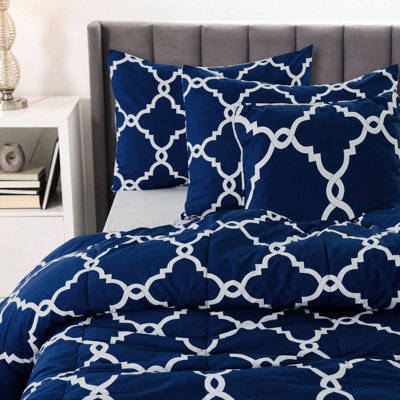 Ensemble d'édredon 5 pièces - Microfibre légère avec texture moelleuse - Design opulent - Chaleur toutes saisons - Literie élégante avec taies décoratives et jupe de lit - Édredon douillet, ensemble de literie élégant, articles de chambre de luxe, chambre romantique de la Saint-Valentin