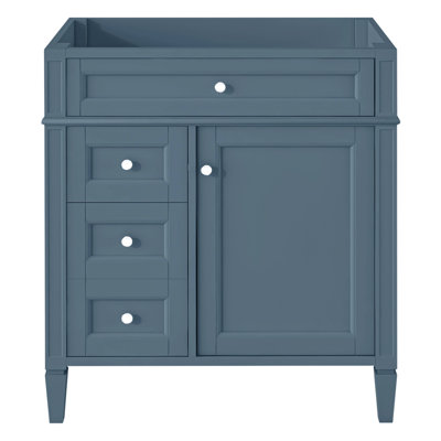 30 Inch Indigo Modern Bathroom Vanity Cabinet Without Top Sink - Solid Wood Base With 2 Drawers & Tip-out Storage