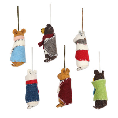 Cozy Bear Pairs  Wool Holiday Ornaments (Set Of 6) -  The Holiday Aisle®, BCDDFEBA01FA499CB189F3BB5A03A696