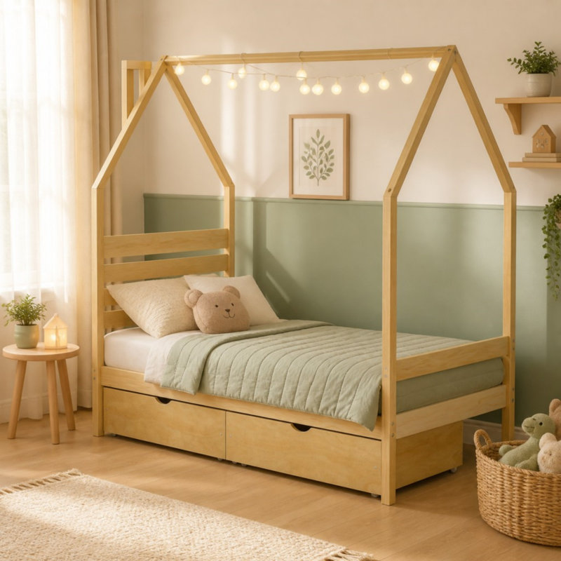 Cadre de lit simple pour enfants, Natural