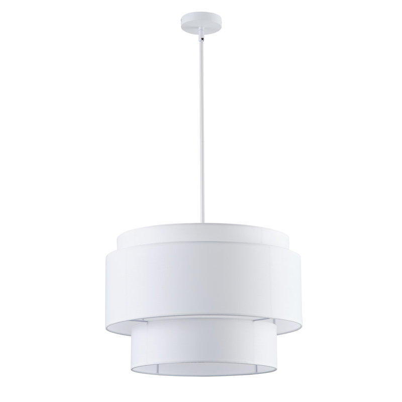 4-Light off white adjustable fabric cover pendant lamp