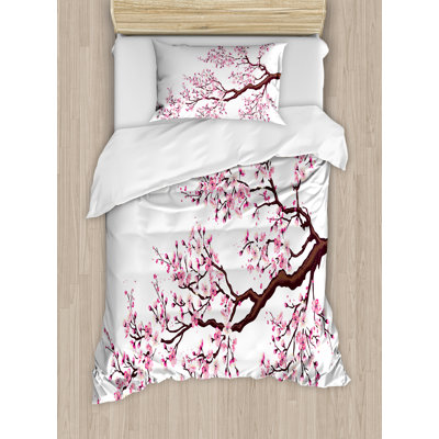 Japanese Eclectic Polyester Floral Duvet Cover