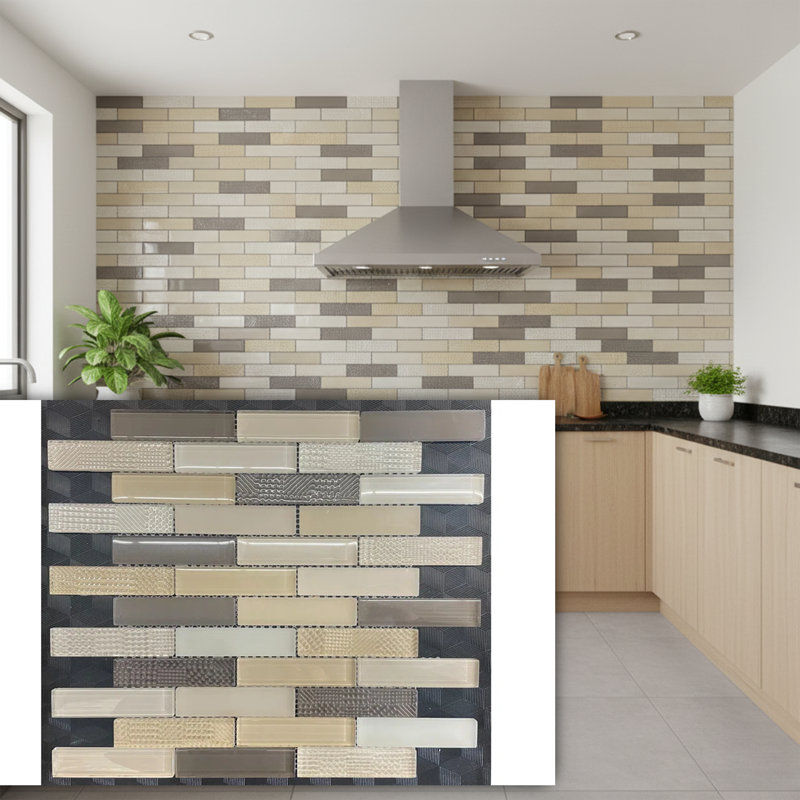 1" x 3" Flat Glass Brick Joint Mosaic Wall Tile