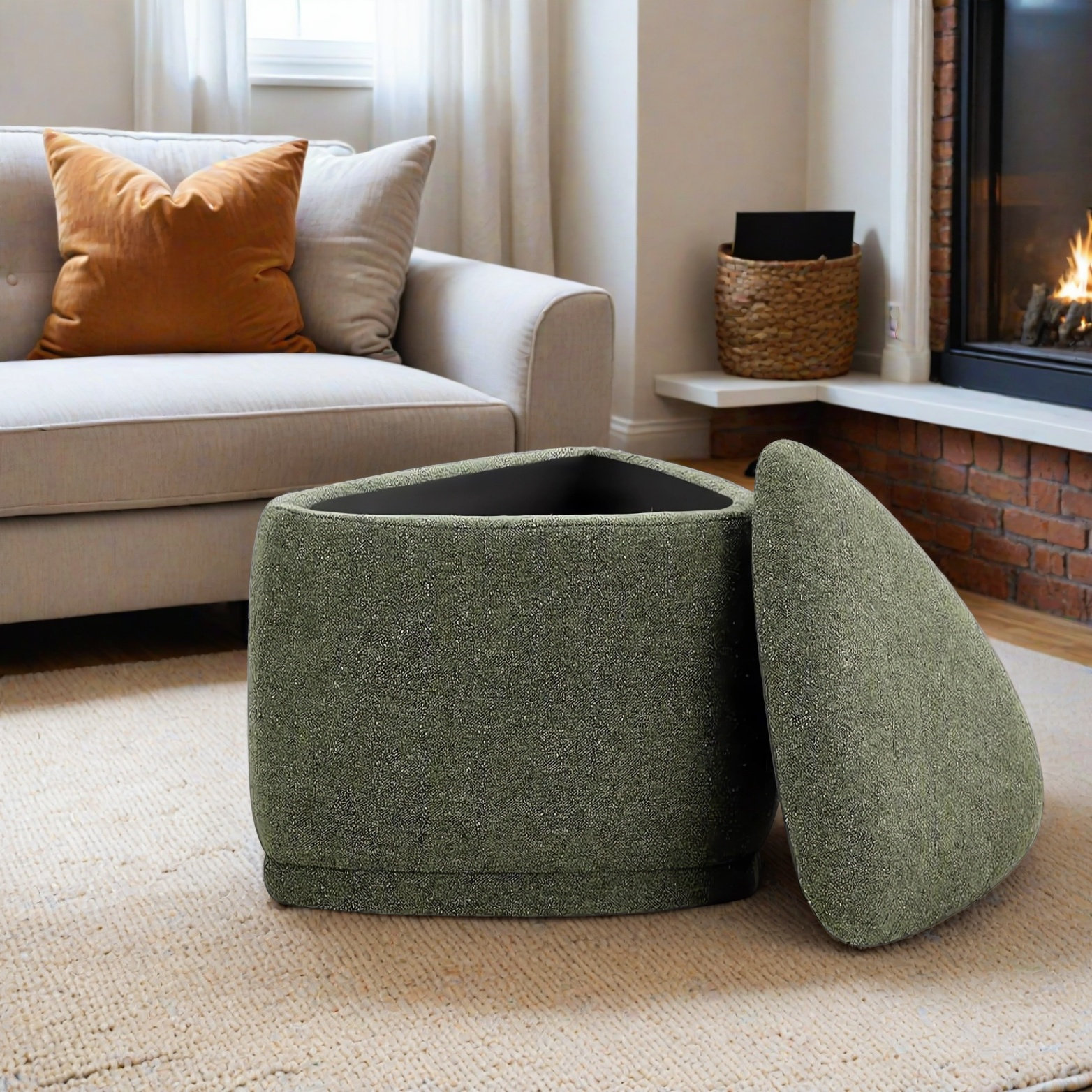 Adna 27" Storage Ottoman, Mellow Forest Chenille