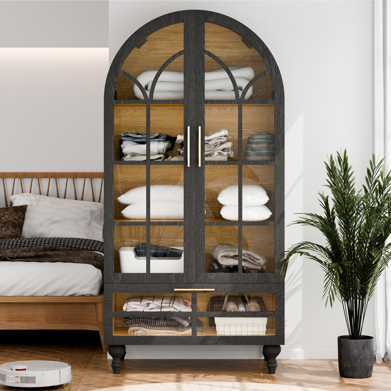 Armoire convertible arquée avec tringle à vêtements amovible, armoire de rangement multifonction