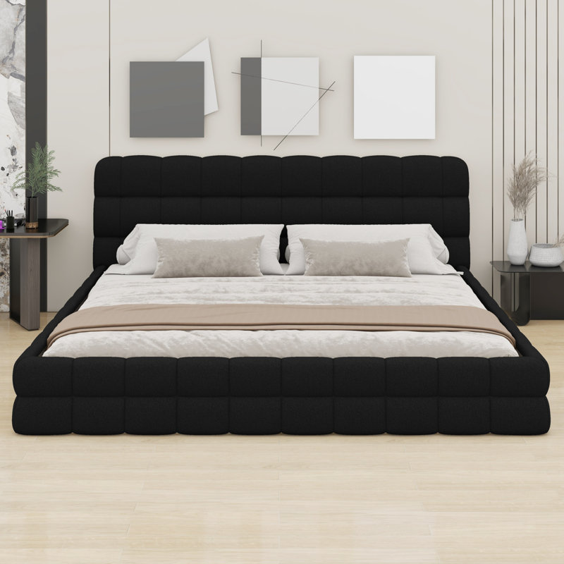 Lit plateforme tapissier Elegant, Noir