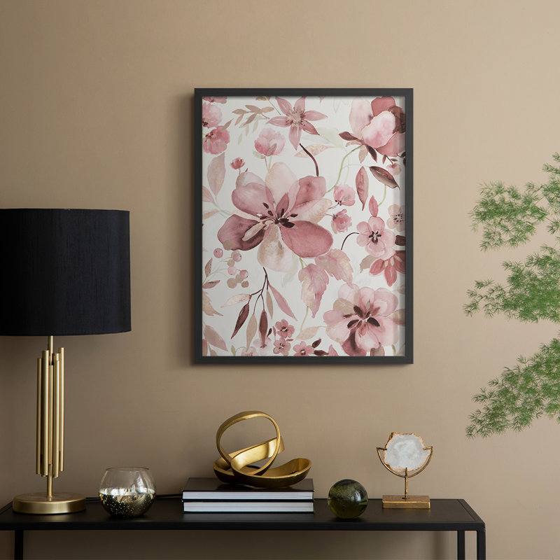 «Shimmering Blush I», reproduction encadrée - bois massif, H 11 po x l 9 po, Noir, noir, noir, noir