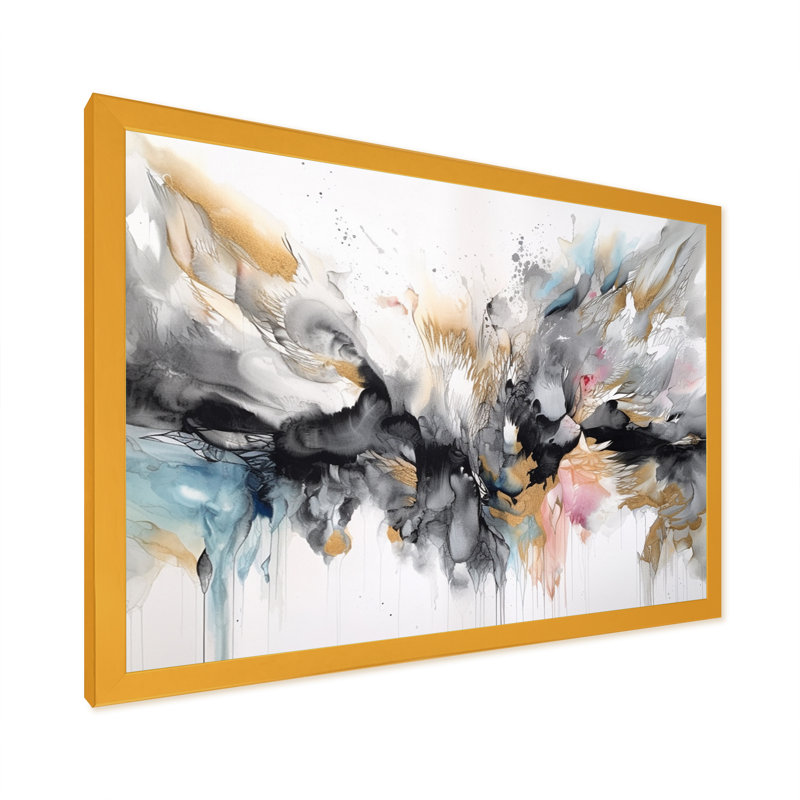 Profondeurs géométriques blanches et grises II - impressions d'art géométriques modernes, Impression dorée sur toile encadrée