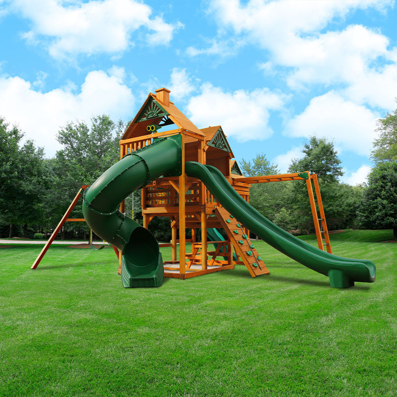 Empire Cedar Swing Set with 3 Play Decks and Slides