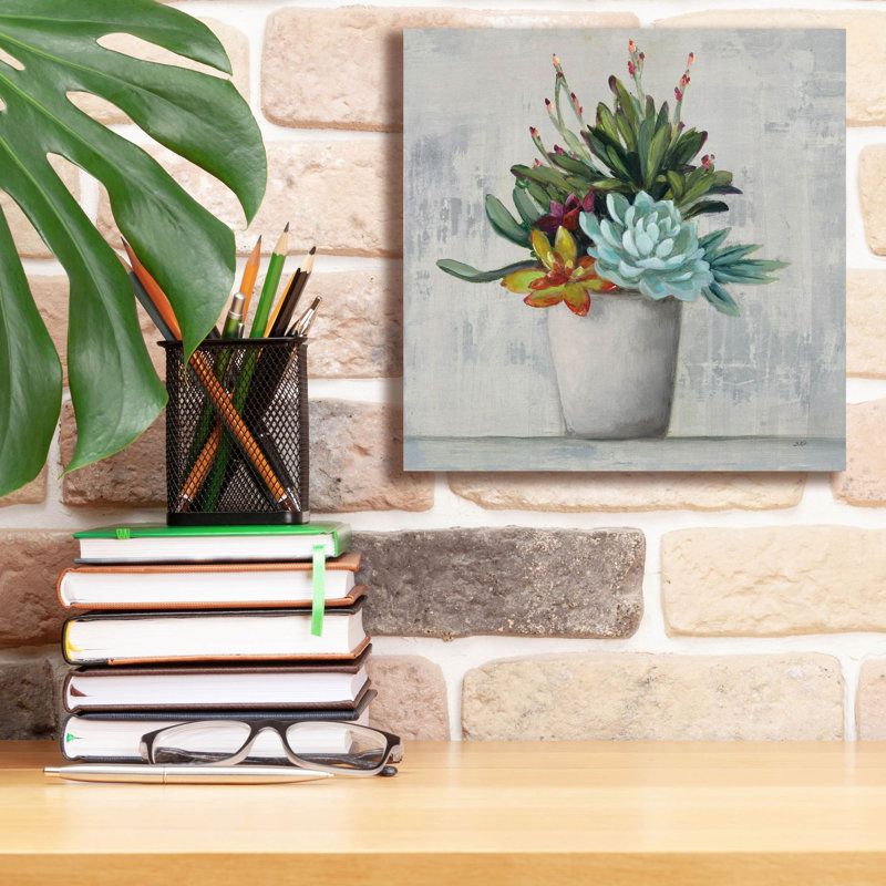 «Succulent Still Life 1» par Julia Purinton, art mural sur toile, H 12 po x l 12 po x P 0,75 po