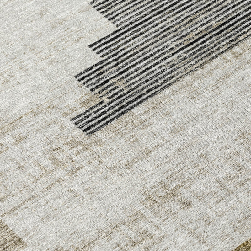 Tapis intérieur / extérieur brun lavable à la machine Xhevrie, Rectangle 10 pi x 14 pi