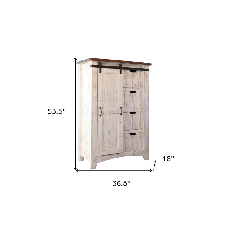 Commode 4 tiroirs 1 porte Dansby, Blanc