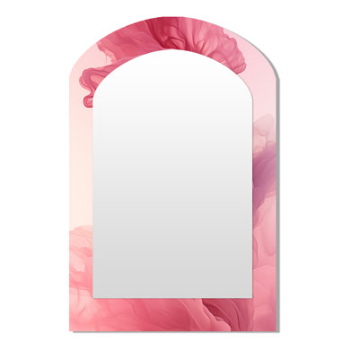 Éclat de rose rose fumée III - décor abstrait en métal - miroir mural moderne asymétrique