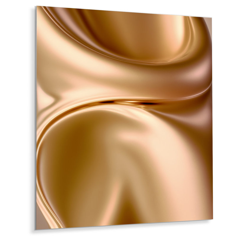 Subtil sophistication rose exquise et dorée - décoration murale abstraite à l'encre liquide en métal