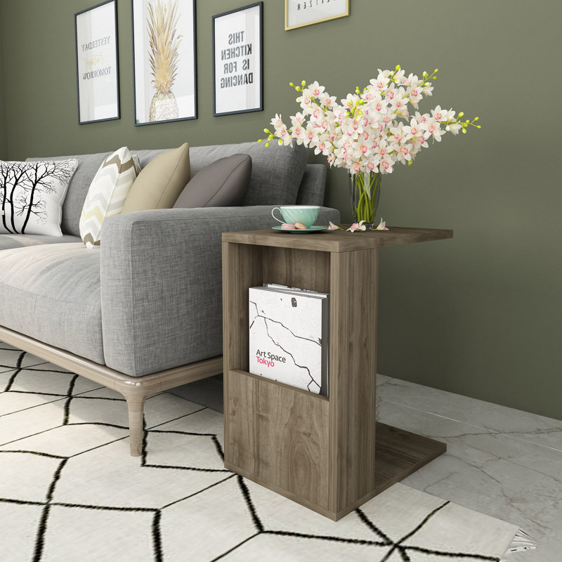 Table de bout avec tablette de rangement Brothwells, Noyer, Noyer