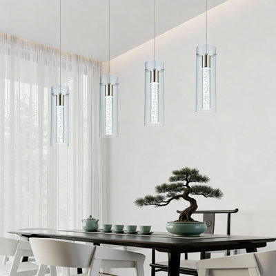 Luminaire suspendu à 4 lumières DEL à hauteur réglable et réglable, cylindre à bulles moderne pour îlot de cuisine, salle à manger et chambre à coucher