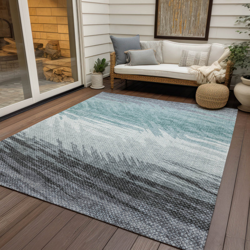 Machine Washable Indoor/Outdoor Jenning ACN2272 Stripes Rug, Rectangle 3' x 5'
