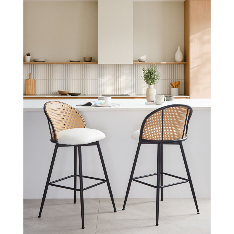 Set of 2 Bar Chairs NATHAN Swivel, 66", White