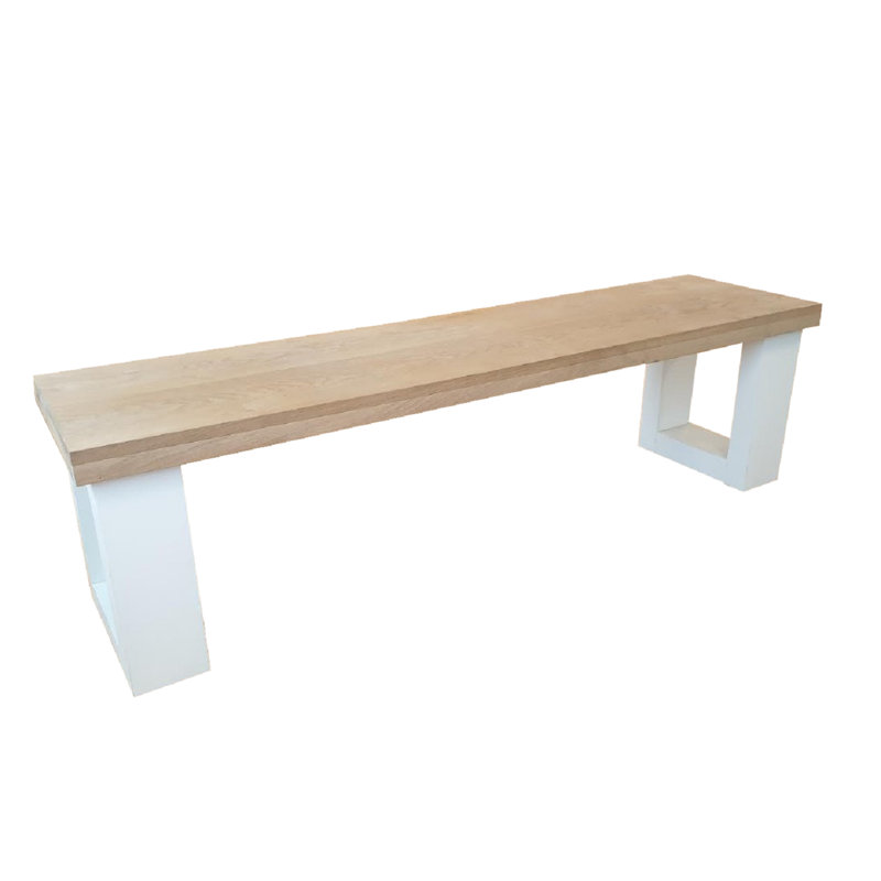 Elodia Upholstered Bench, 49cm H x 190cm W x 38cm D, Oak/White