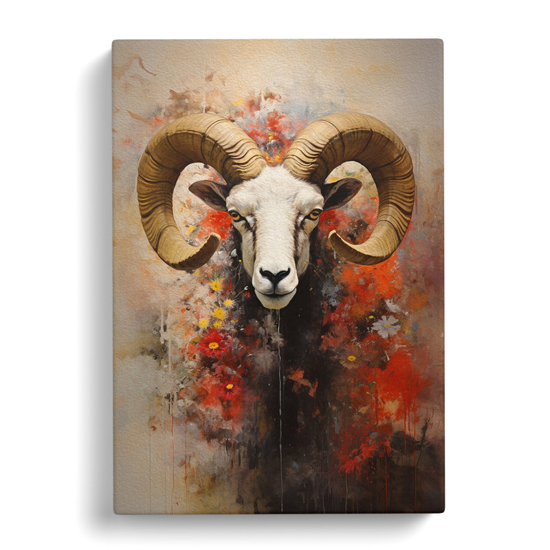 Ram Sheep Contemporary - Wrapped Canvas