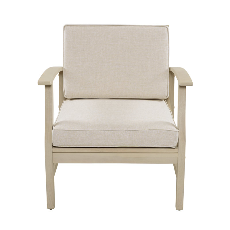 Chaise de patio avec coussins Apolinario, Coussin sable / cadre blanc clair 