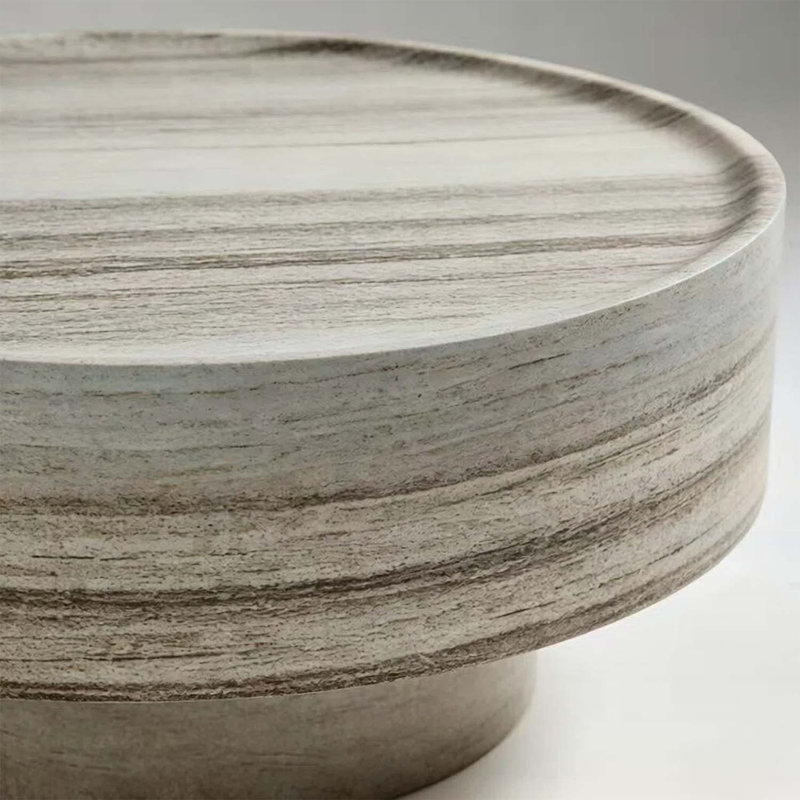 Table basse ronde de 31,5 pouces avec texture de pierre naturelle, idéale pour le salon et les après-midi confortables, durable et élégante