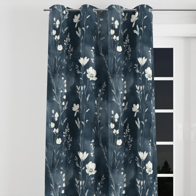 Rideaux occultant Country Farmhouse - Rideau à œillets à motif floral Azhaar - 1 panneau