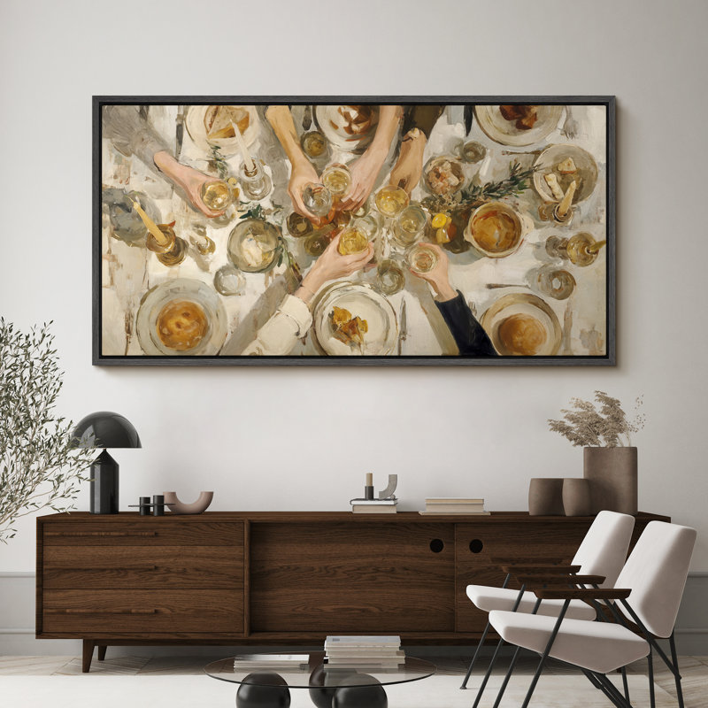 «Warm Toned Feast Celebration», très grande image, impression sur toile encadrée, Noir, H 30 po x l 60 po