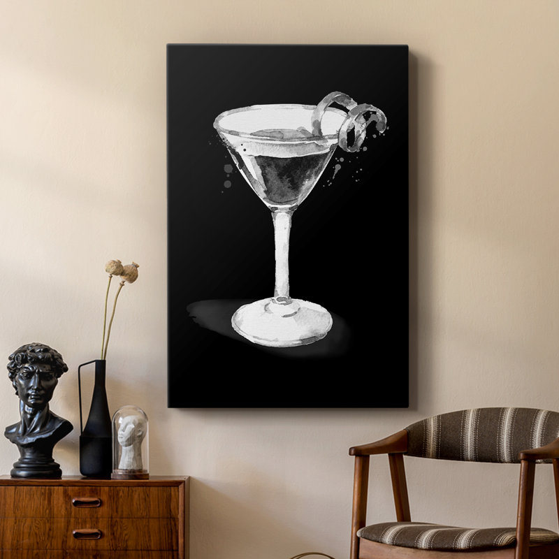Vêtu d'un martini noir - galerie Cavas sur mesure, H 27 po x l 18 po