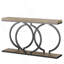 Console industrielle de 55 po - Canapé d'entrée long et étroit avec structure en métal géométrique et plateau en bois gris rétro, parfait pour un décor moderne et rustique
