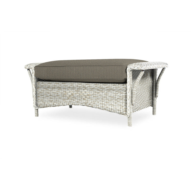 Nantucket Outdoor Ottoman, Canvas Black Sunbrella® Canvas, Antique White
