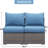 59.8"Width Outdoor Wicker Armless Sofa Set, 2-Piece Patio Loveseat Set With Blue Cushions