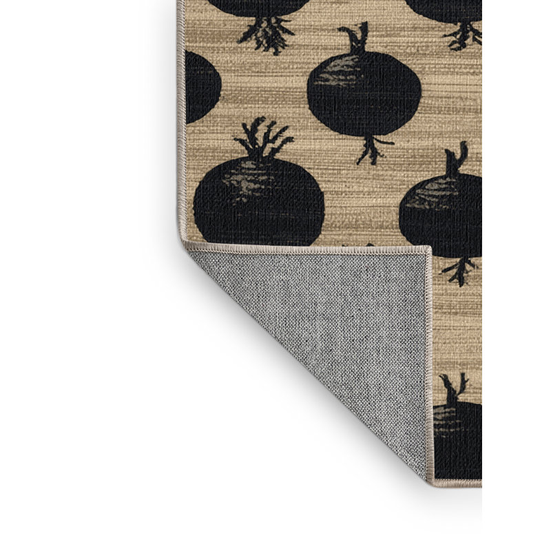  Tapis noir lavable avec légumes radis, Rectangulaire 2 pi x 3 pi